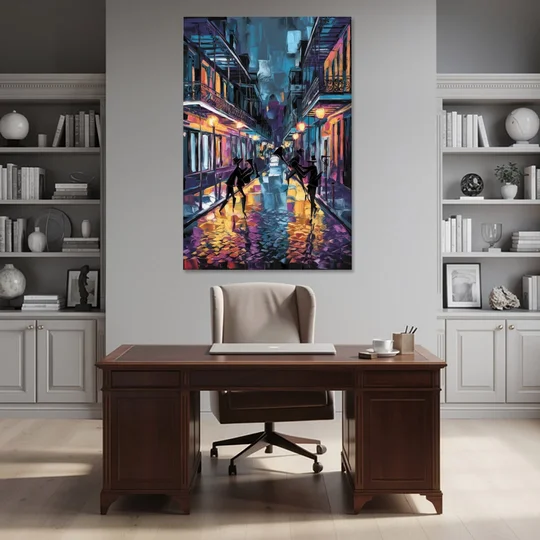 New Orleans Bourbon Street Vibes - Canvas Wall Art - Office - 40x60