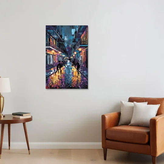 New Orleans Bourbon Street Vibes - Canvas Wall Art - Sofa - 24x36