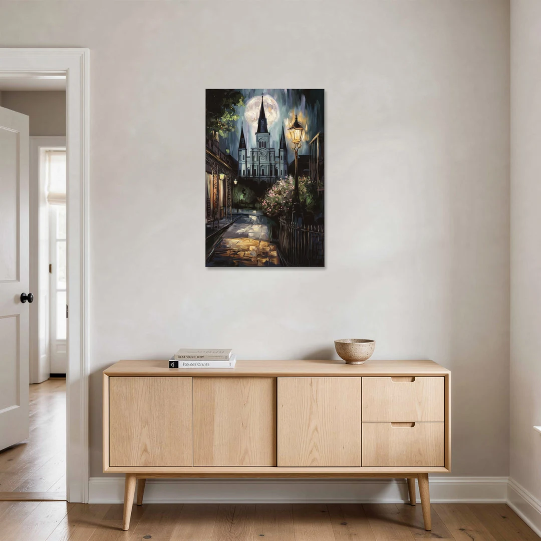 New Orleans Cathedral Silhouette - Canvas Wall Art - Coffee Table - 24x36