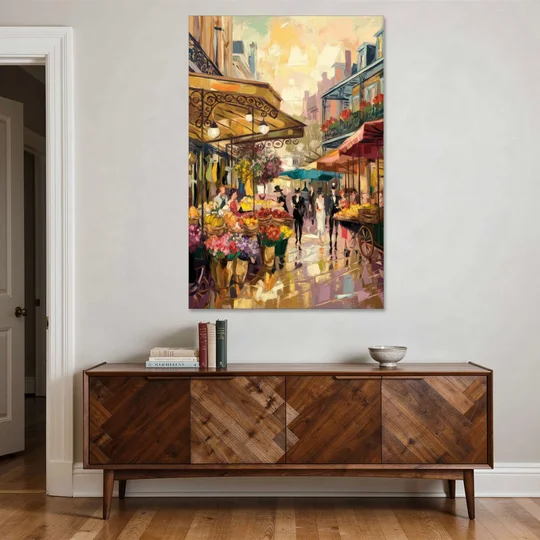New Orleans French Market Charm - Canvas Wall Art - Coffee Table - 40x60