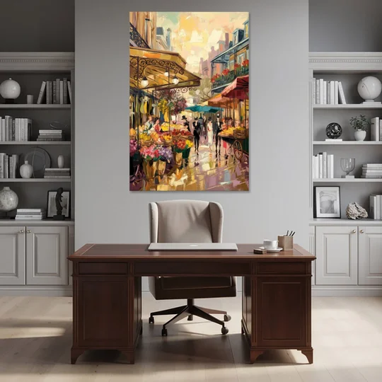 New Orleans French Market Charm - Canvas Wall Art - Office - 40x60