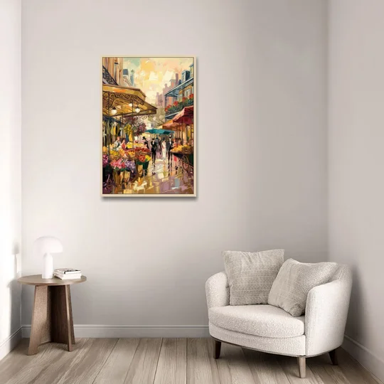 New Orleans French Market Charm - Oak Framed Canvas Wall Art - Sofa - 24x36