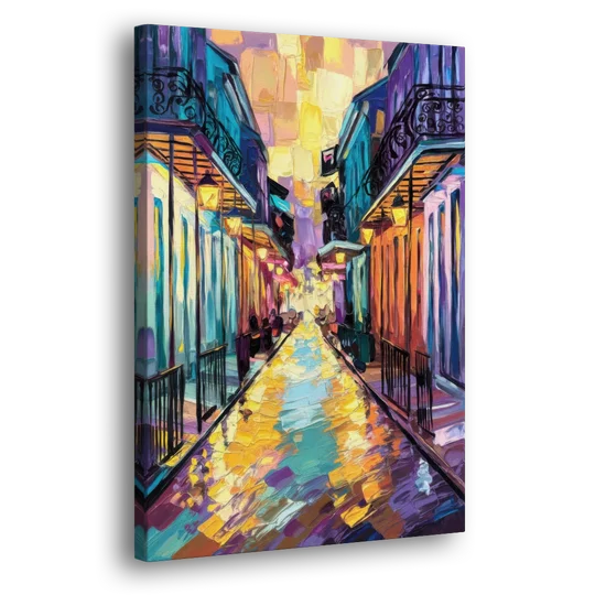 New Orleans French Quarter Lights - Canvas Wall Art - Side