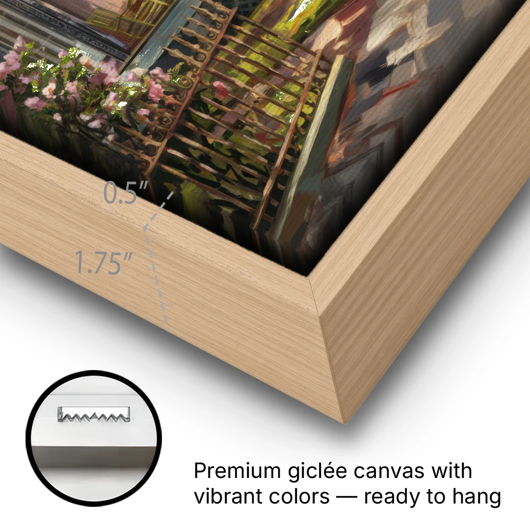New Orleans Garden District Homes - Oak Framed Canvas Wall Art - Gallery Wrap Corner
