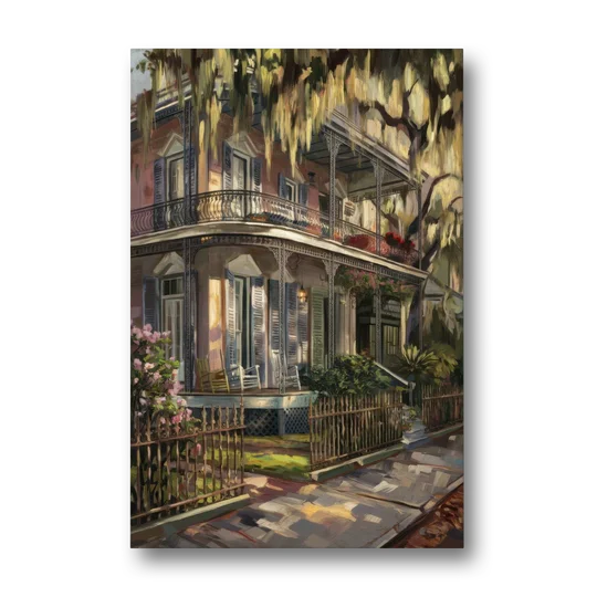 New Orleans Garden District Homes - Canvas Wall Art - Front