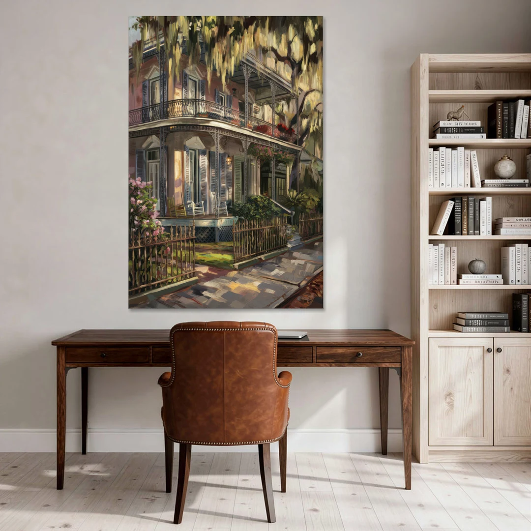 New Orleans Garden District Homes - Canvas Wall Art - Office - 40x60