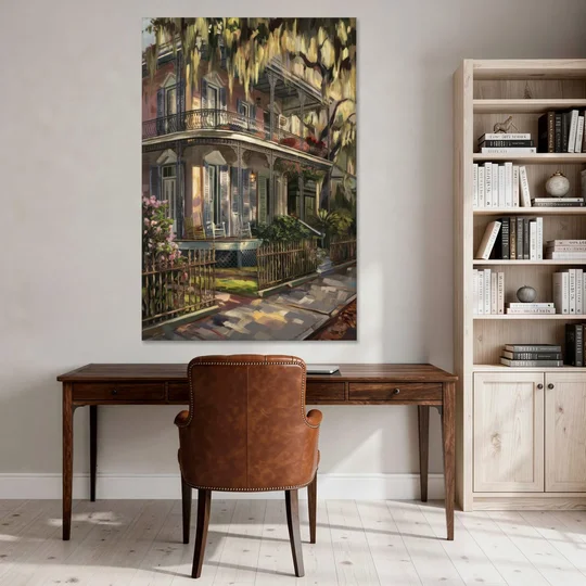 New Orleans Garden District Homes - Canvas Wall Art - Office - 40x60