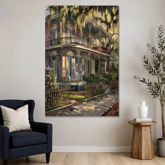 New Orleans Garden District Homes - Canvas Wall Art - Sofa - 40x60