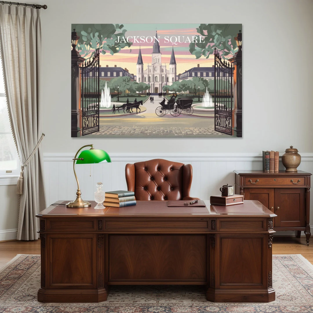 New Orleans Jackson Square - Canvas Wall Art - Office - 60x40