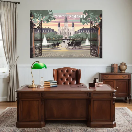 New Orleans Jackson Square - Canvas Wall Art - Office - 60x40