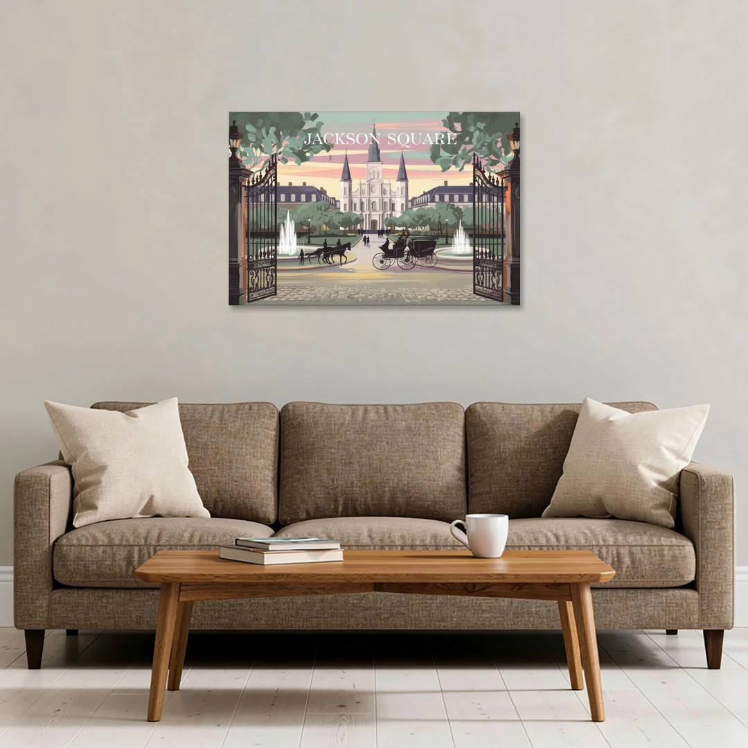 New Orleans Jackson Square - Canvas Wall Art - Sofa - 36x24