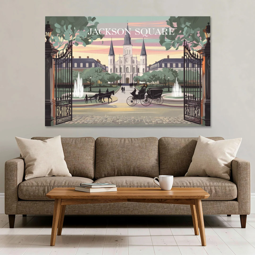 New Orleans Jackson Square - Canvas Wall Art - Sofa - 60x40