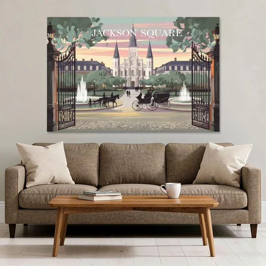 New Orleans Jackson Square - Canvas Wall Art - Sofa - 60x40