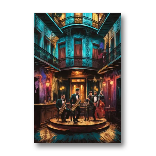 New Orleans Jazz Club Scene - Canvas Wall Art - Front
