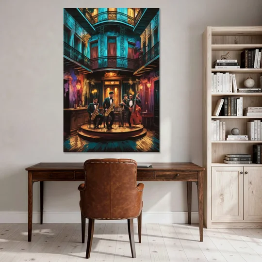 New Orleans Jazz Club Scene - Canvas Wall Art - Office - 40x60