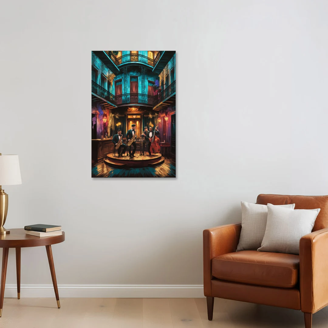 New Orleans Jazz Club Scene - Canvas Wall Art - Sofa - 24x36