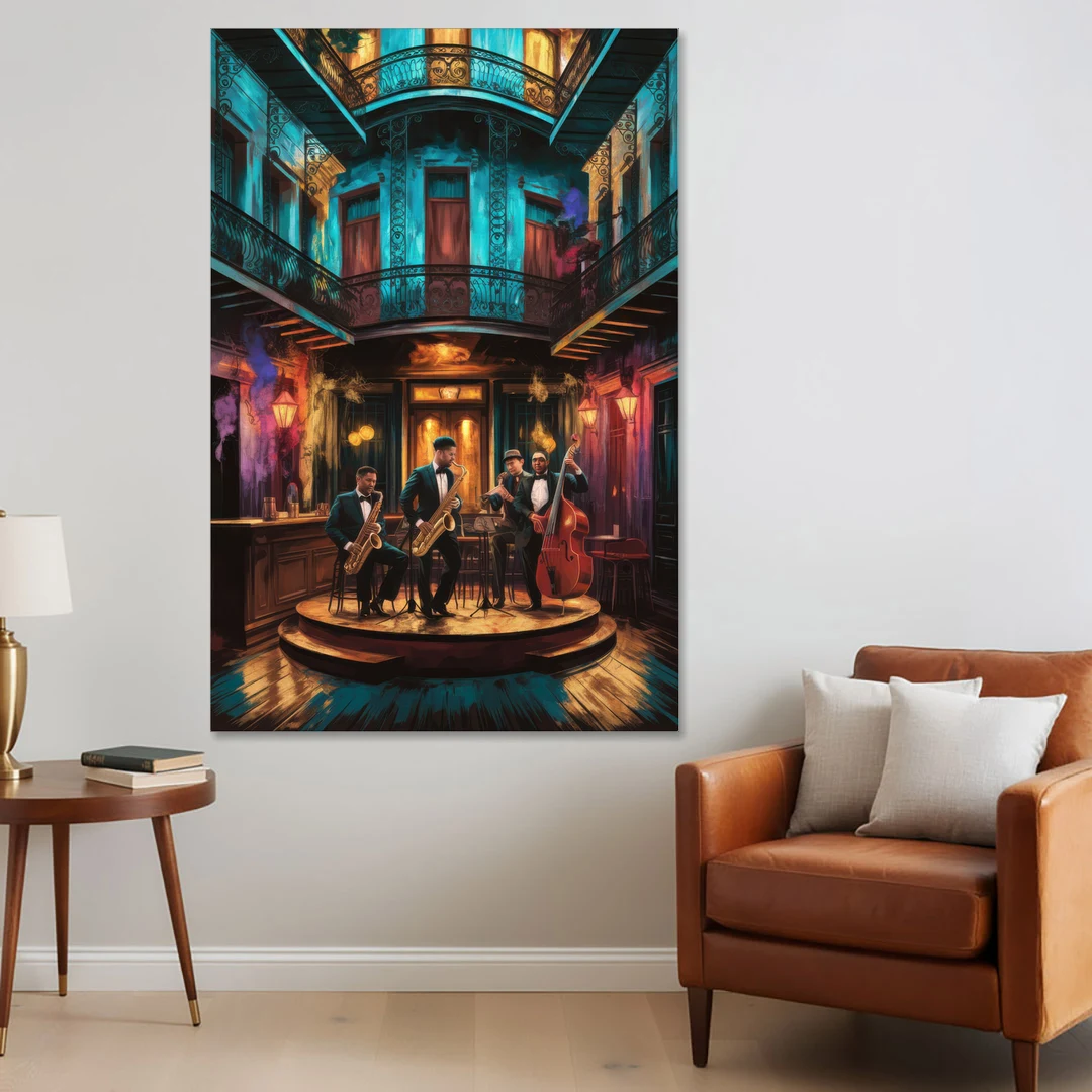 New Orleans Jazz Club Scene - Canvas Wall Art - Sofa - 40x60