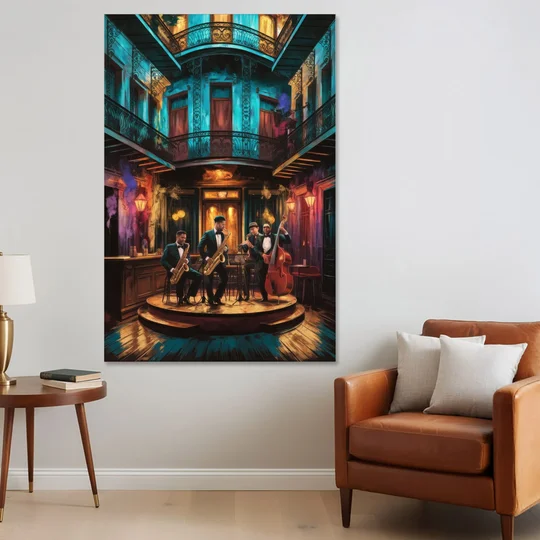 New Orleans Jazz Club Scene - Canvas Wall Art - Sofa - 40x60