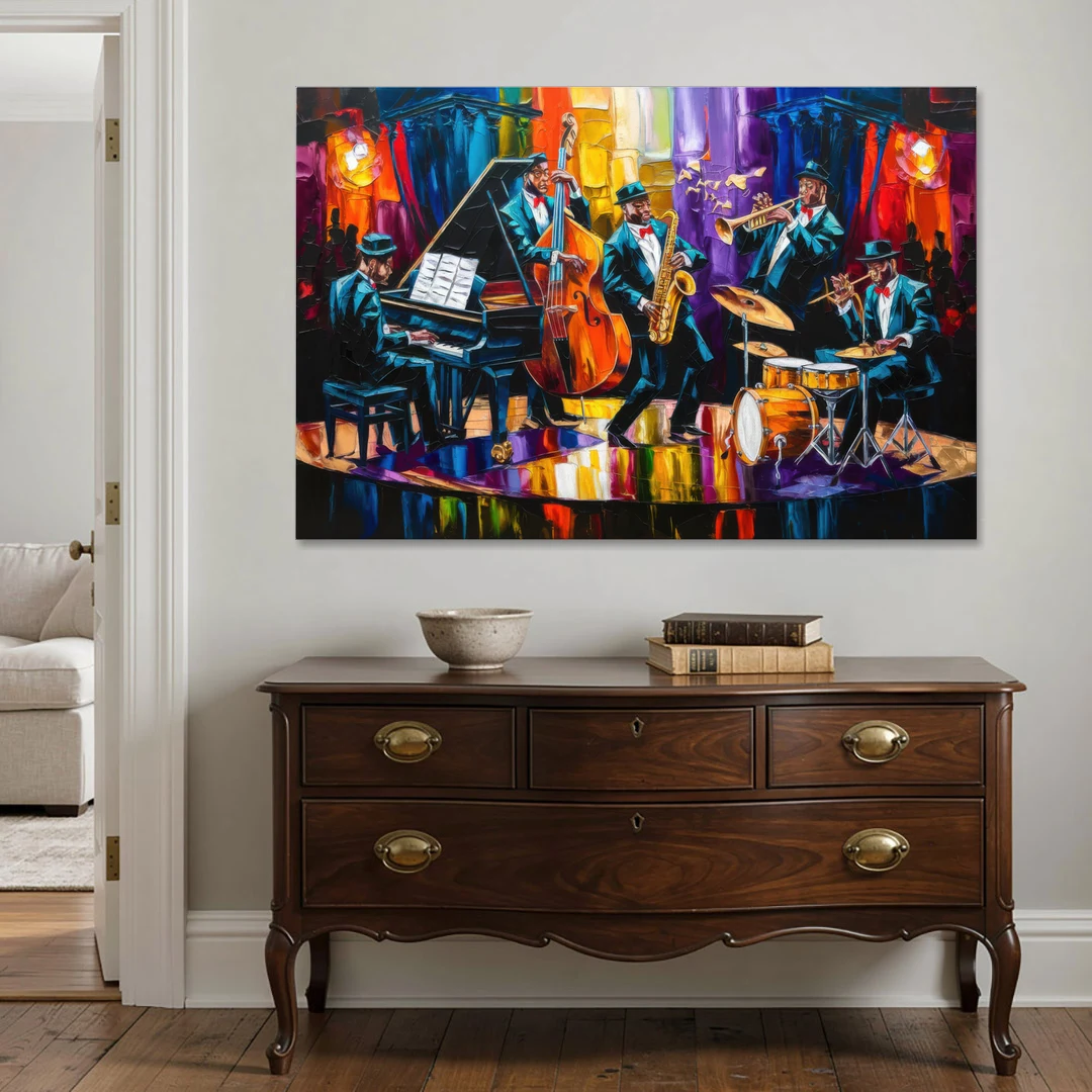 New Orleans Jazz Musicians - Canvas Wall Art - Coffee Table - 60x40