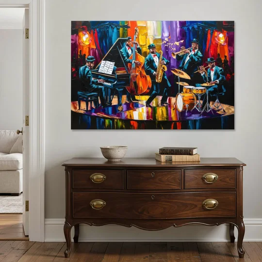 New Orleans Jazz Musicians - Canvas Wall Art - Coffee Table - 60x40