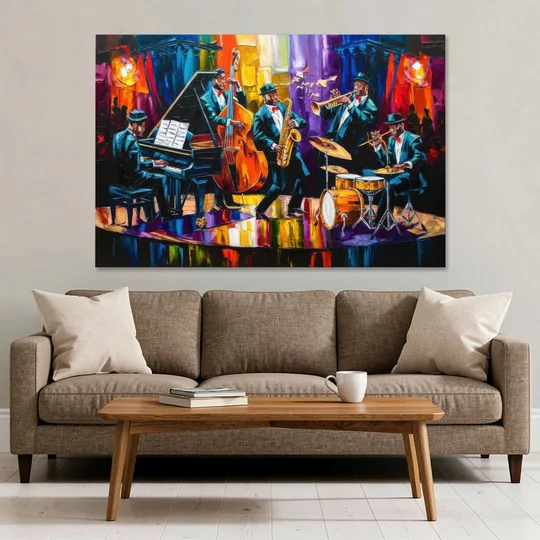 New Orleans Jazz Musicians - Canvas Wall Art - Sofa - 60x40