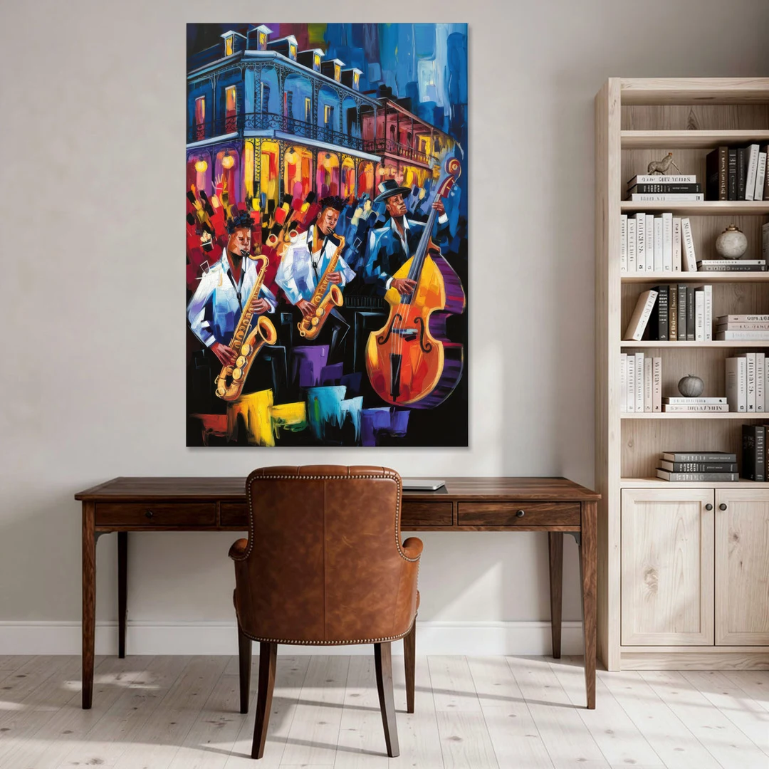 New Orleans Jazz Scene - Canvas Wall Art - Office - 40x60