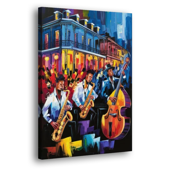 New Orleans Jazz Scene - Canvas Wall Art - Side
