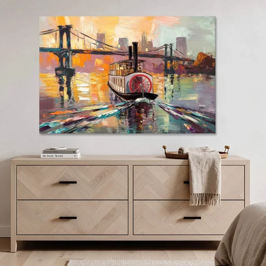 New Orleans Mississippi River Views - Canvas Wall Art - Coffee Table - 60x40