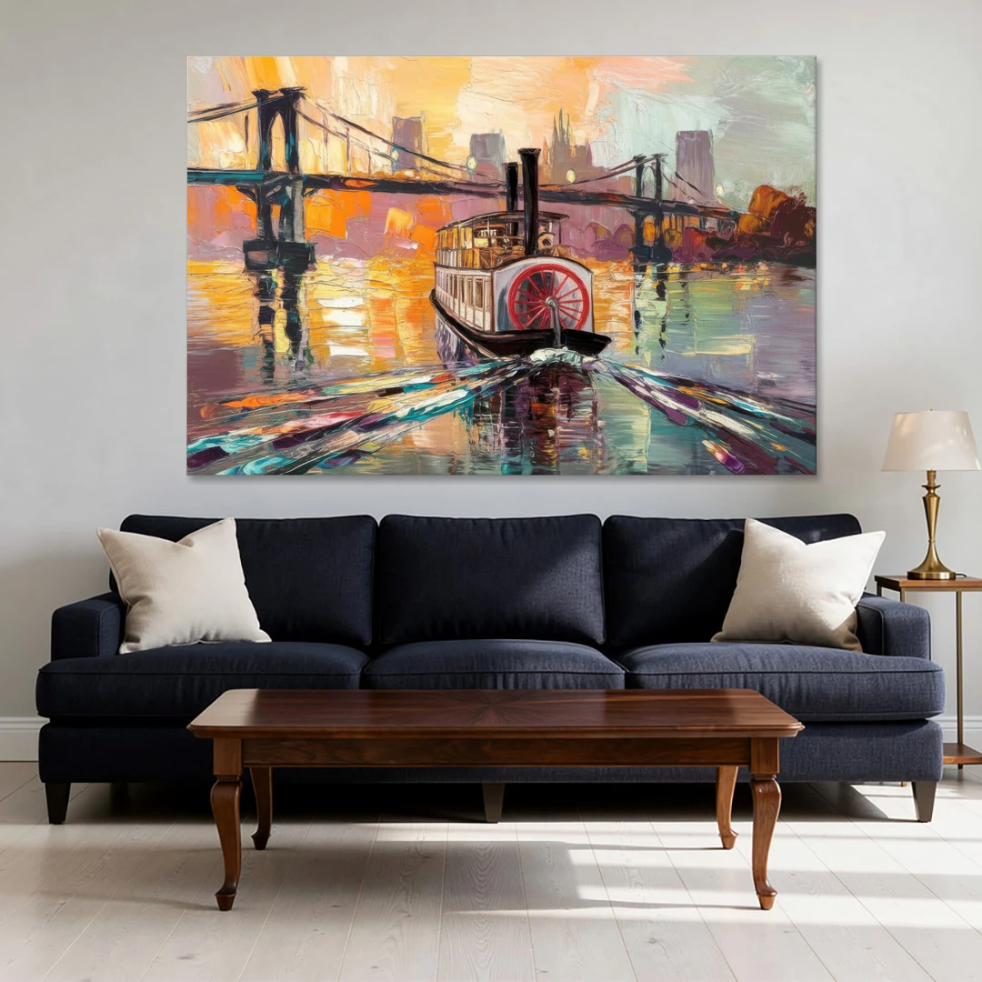 New Orleans Mississippi River Views - Canvas Wall Art - Sofa - 60x40