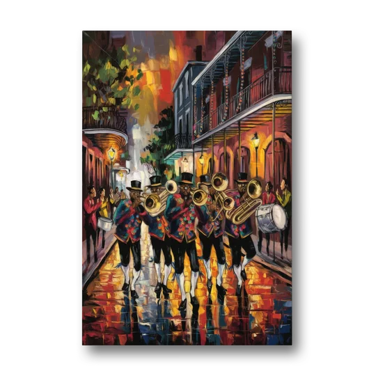 New Orleans Second Line Band - Canvas Wall Art - Front