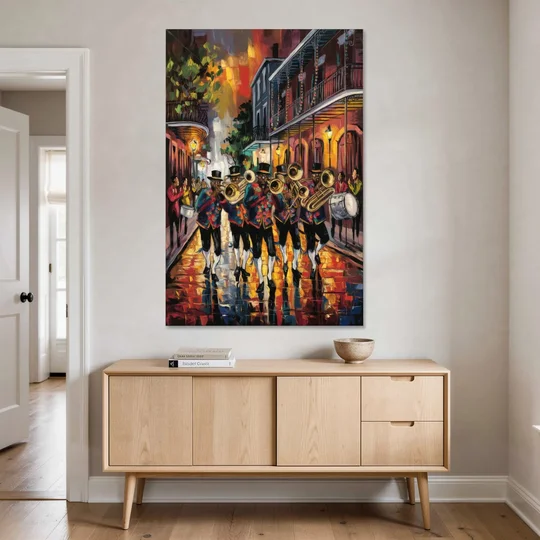 New Orleans Second Line Band - Canvas Wall Art - Coffee Table - 40x60
