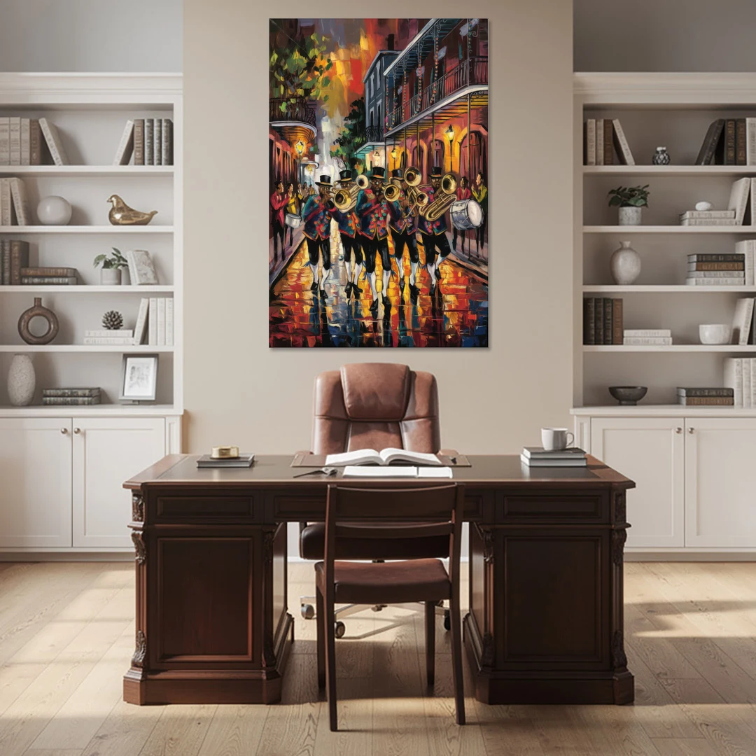 New Orleans Second Line Band - Canvas Wall Art - Office - 40x60