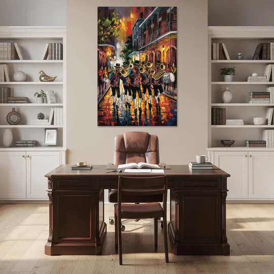 New Orleans Second Line Band - Canvas Wall Art - Office - 40x60