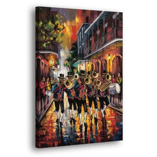 New Orleans Second Line Band - Canvas Wall Art - Side