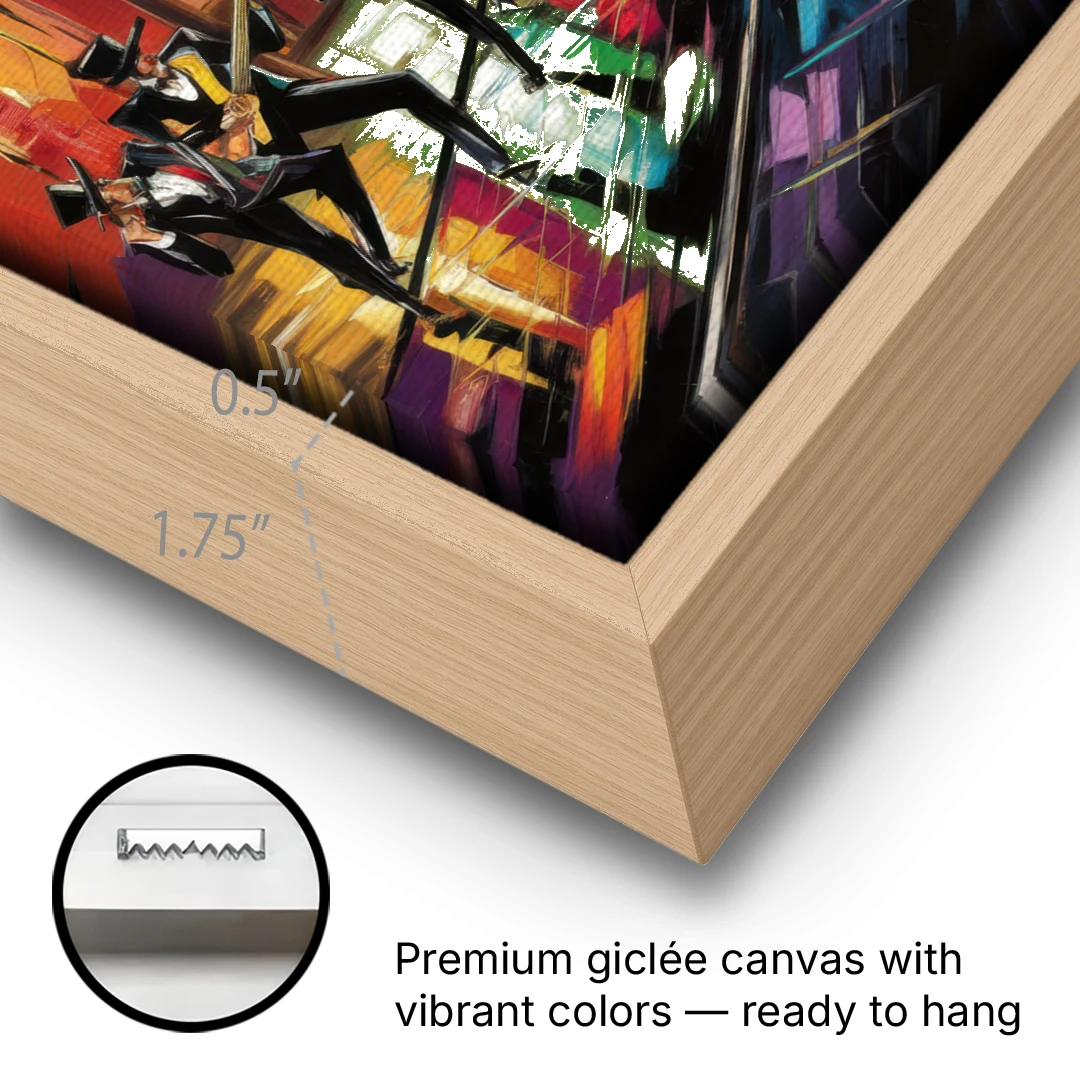 New Orleans Symbols of Culture - Oak Framed Canvas Wall Art - Gallery Wrap Corner