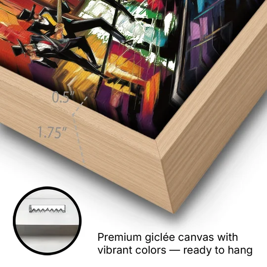 New Orleans Symbols of Culture - Oak Framed Canvas Wall Art - Gallery Wrap Corner