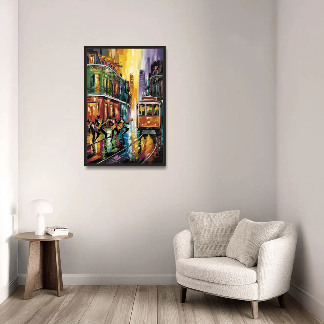 New Orleans Symbols of Culture - Black Framed Canvas Wall Art - Sofa - 24x36