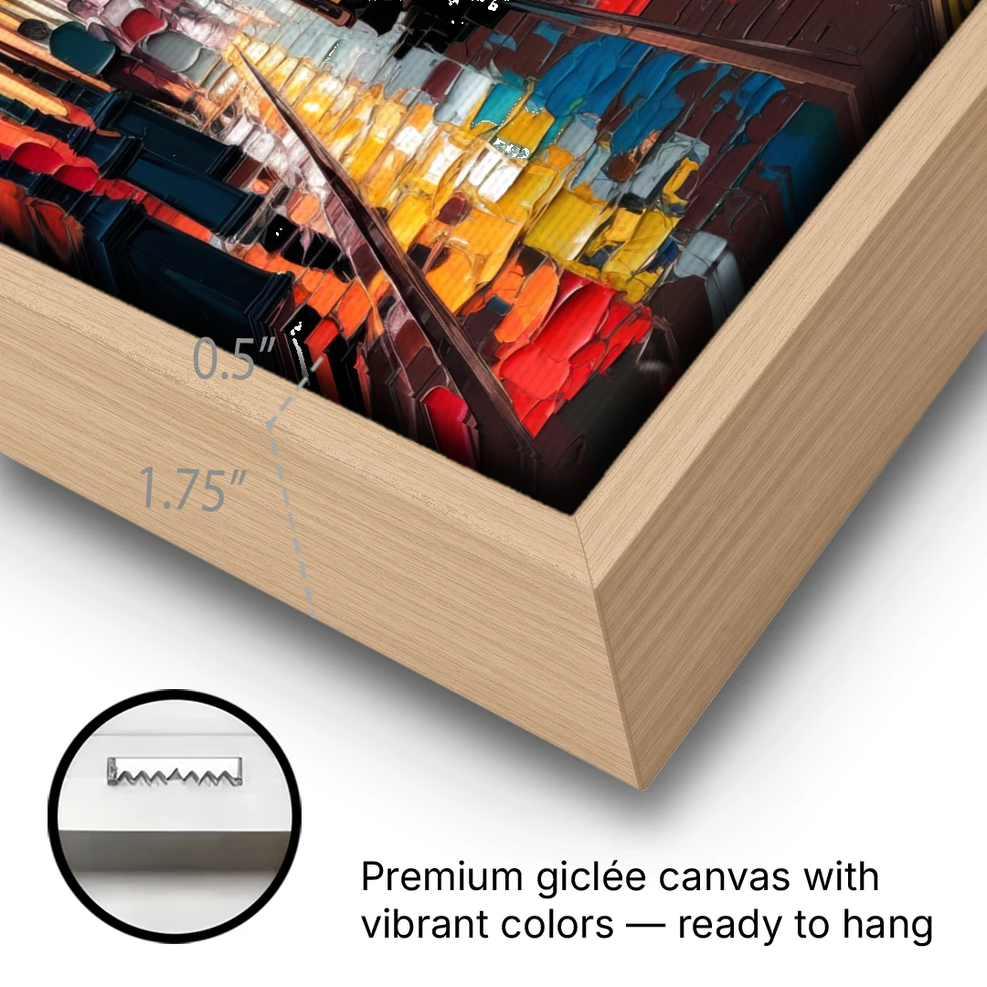 New Orleans Trolley Car Journey - Oak Framed Canvas Wall Art - Gallery Wrap Corner