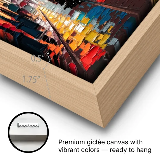 New Orleans Trolley Car Journey - Oak Framed Canvas Wall Art - Gallery Wrap Corner