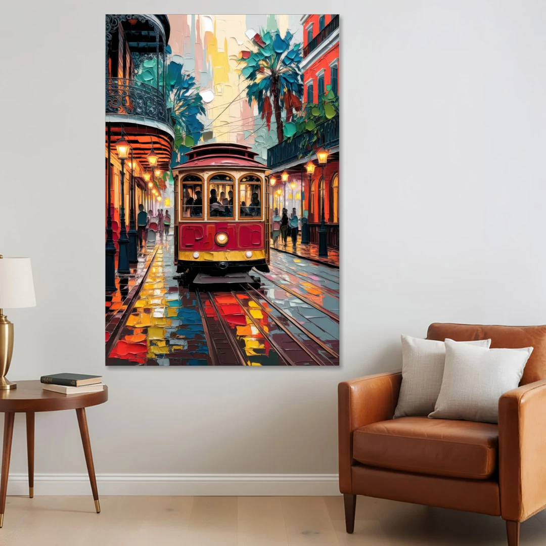 New Orleans Trolley Car Journey - Canvas Wall Art - Sofa - 40x60