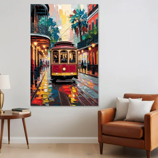 New Orleans Trolley Car Journey - Canvas Wall Art - Sofa - 40x60