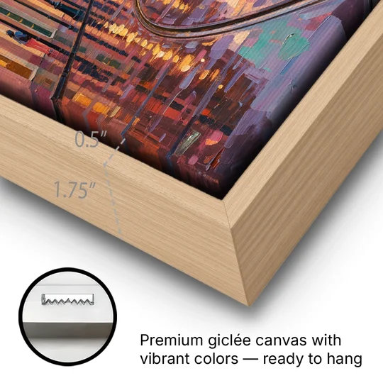New Orleans Vibrant Street Art - Oak Framed Canvas Wall Art - Gallery Wrap Corner