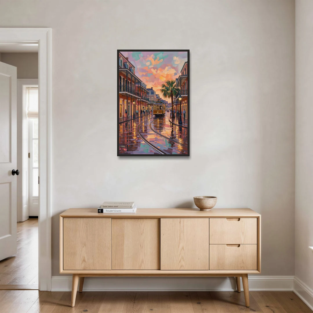 New Orleans Vibrant Street Art - Black Framed Canvas Wall Art - Coffee Table - 24x36