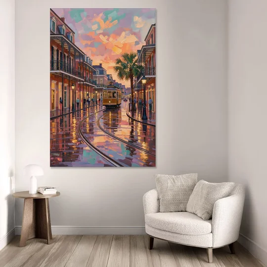 New Orleans Vibrant Street Art - Canvas Wall Art - Sofa - 40x60