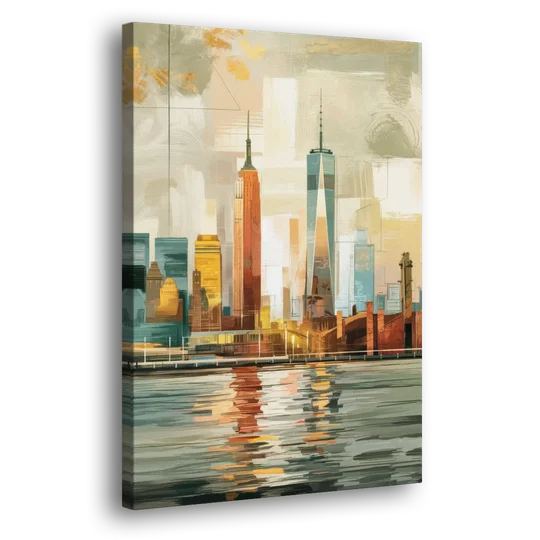 New York City Abstract Skyline Art Hudson - Canvas Wall Art - Side