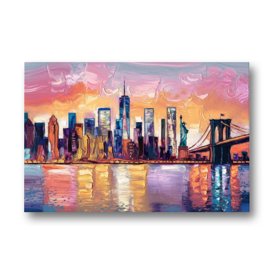 New York City Artistic Watercolor View - Canvas Wall Art - Front