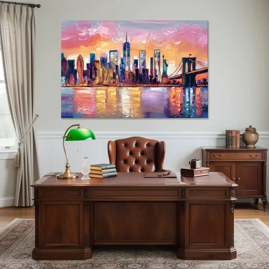 New York City Artistic Watercolor View - Canvas Wall Art - Office - 60x40