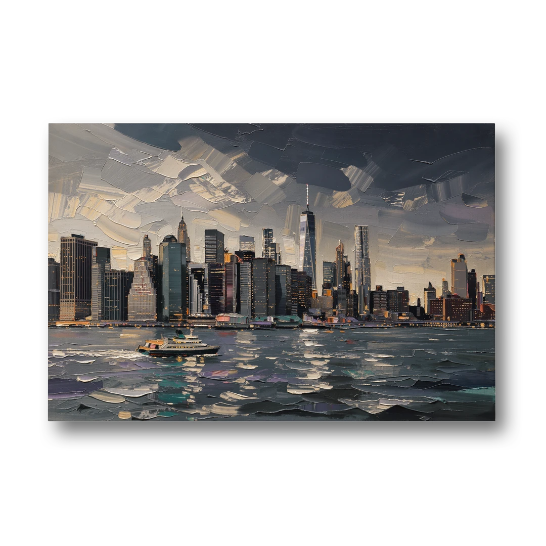 New York City Black And White Skyline - Canvas Wall Art - Front