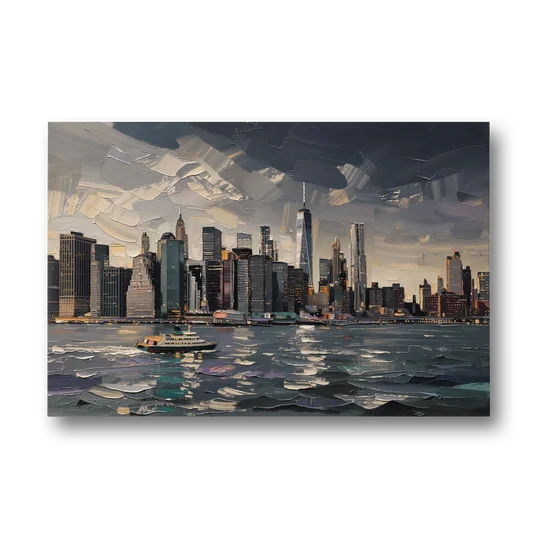 New York City Black And White Skyline - Canvas Wall Art - Front