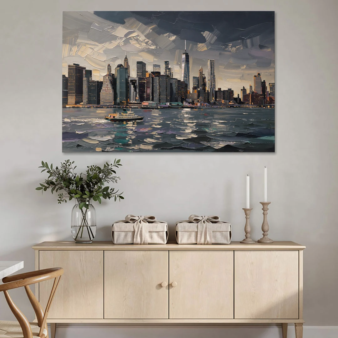New York City Black And White Skyline - Canvas Wall Art - Coffee Table - 60x40
